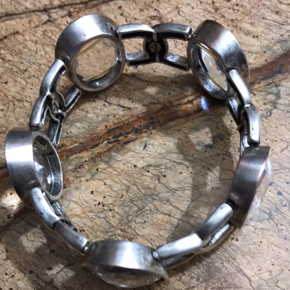 Graziano  Big Crystals Silver Stretch Bracelet - Picture 5 of 11